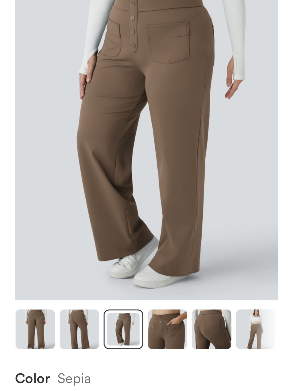 HALARA Sepia High-Rise Wide-Leg Button Front Pants